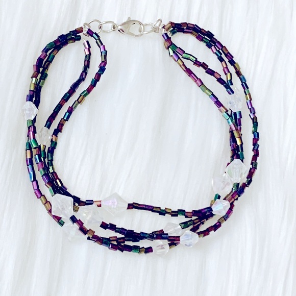 Jewelry Set With Silver Boho Heart And Multicolor Glass Beads - Picture 5 of 7